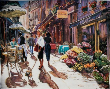  Cafe Painting - Paris France cafe morning